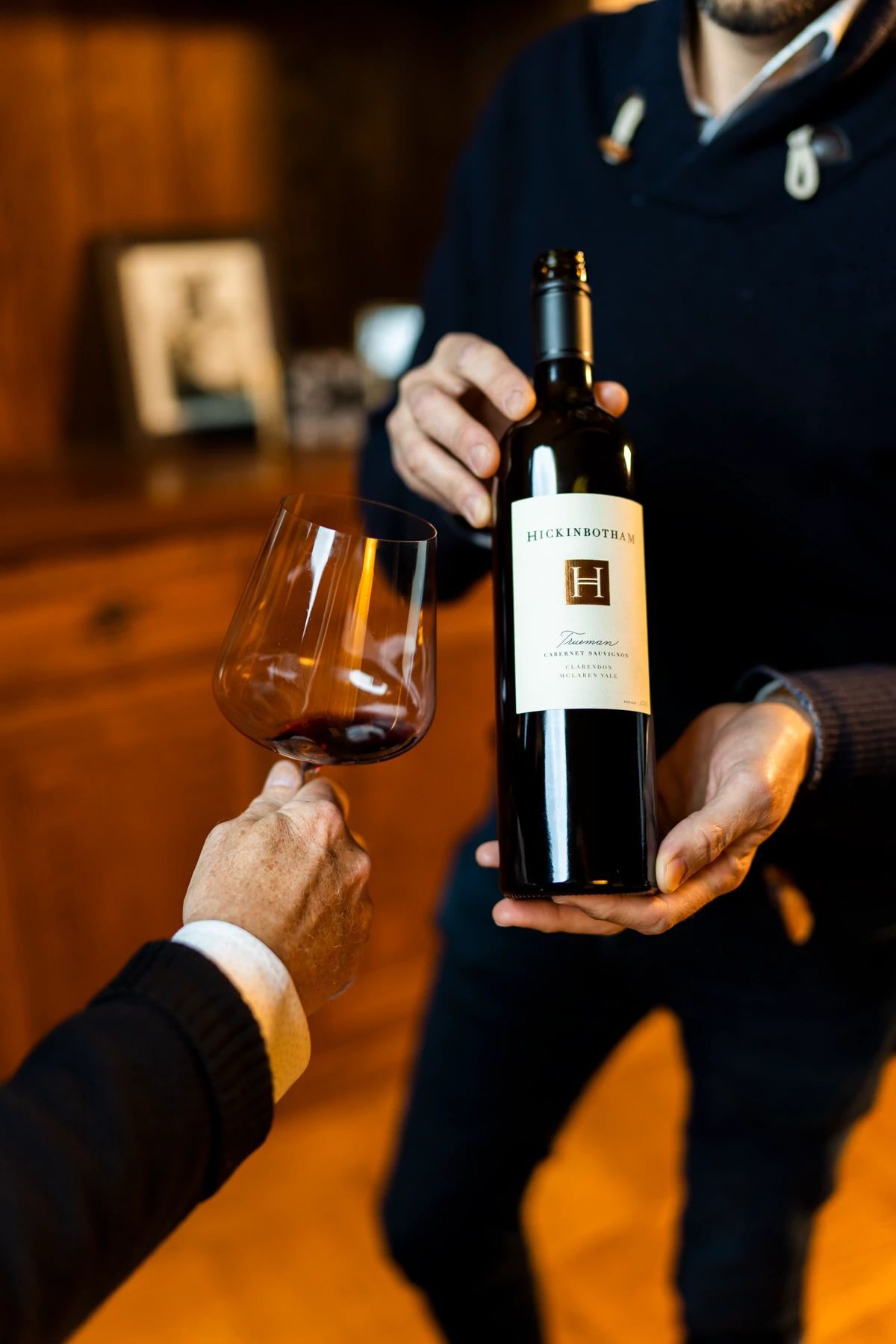 holding Hickinbotham wine