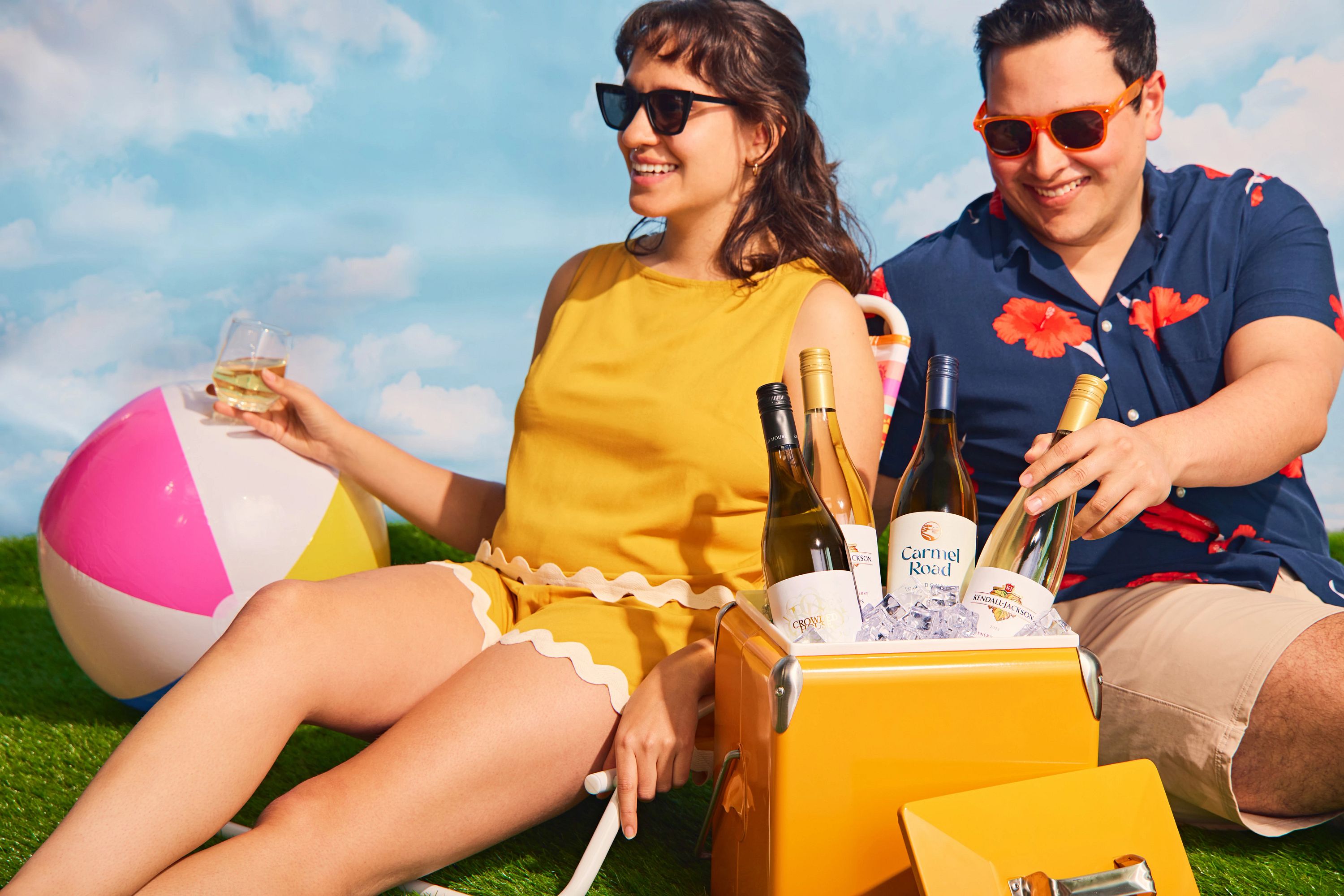 Two friends enjoying ice cooled wine