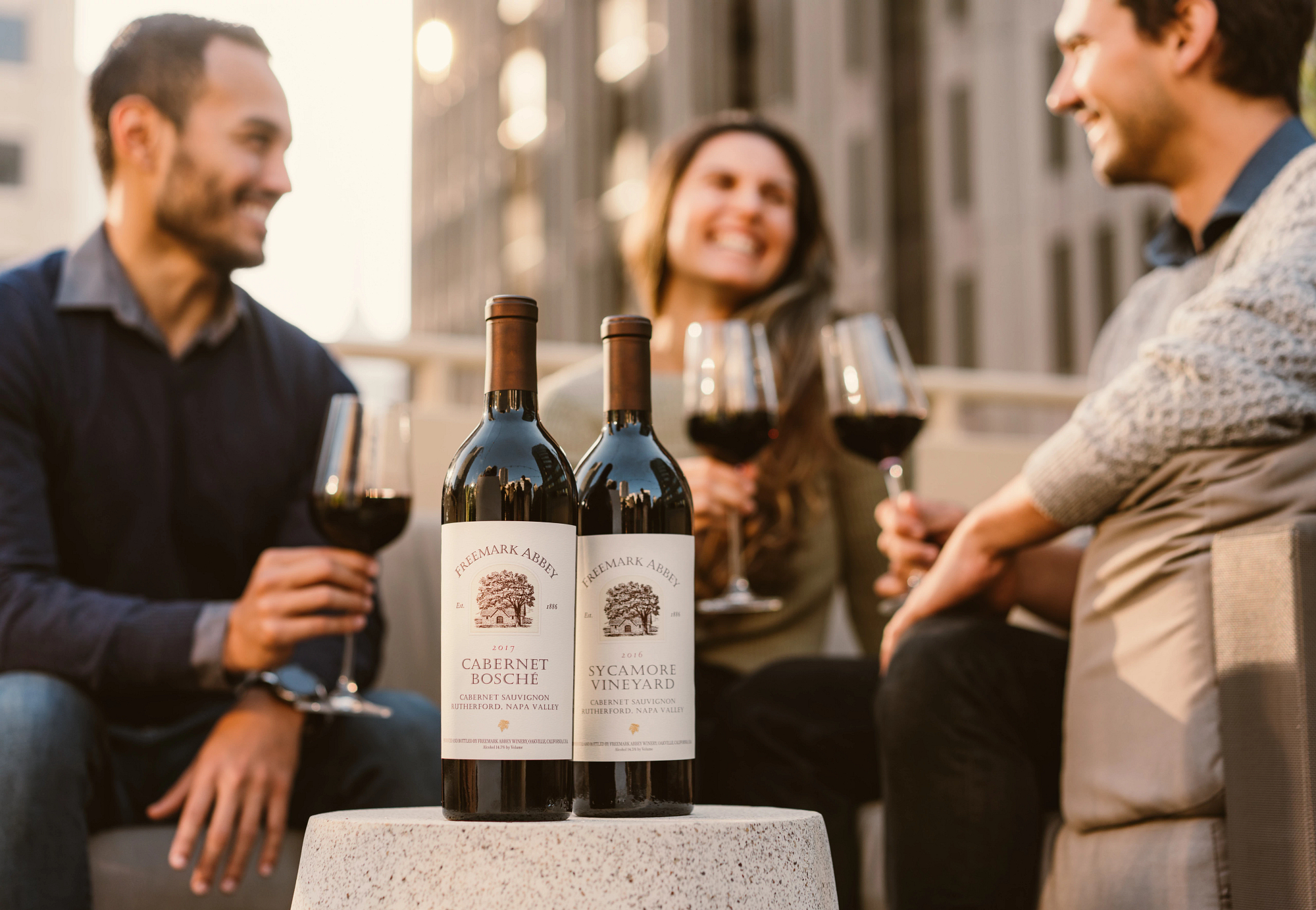 A lineup of Freemark Abbey wines